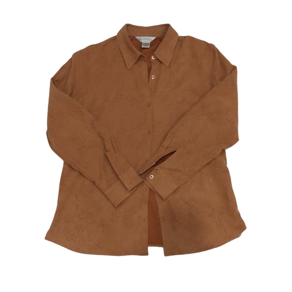 Northern Reflections Brown Suede-Like Button Down Shirt